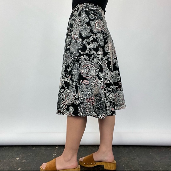 Y2K Geoffrey Beene Printed Flared Midi Skirt - Picture 4 of 6